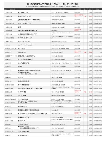 簡易版のK-BOOKフェア2024「ひらく一冊」ブックリスト